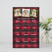 予算2026バッファロープレイド赤い写真カレンダーカード (スタンド正面)