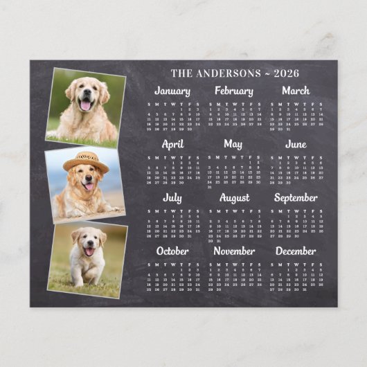 予算2026写真素朴ペット犬カレンダーカード (正面)