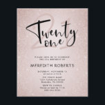 予算21st誕生日スクリプモダント誕生日招待状<br><div class="desc">予算21st誕生日モダンスクリプトバラ金ゴールドグラデーショングリッターパーティの招待状... 本手頃書21歳の誕生日パーティの招待状は、赤面バラ金ゴールドグリッターの背景グラデーションに、ほこりっぽいバラインクの21番の上に「21番」と書かれた黒いスクリプト文字を重ね合わせている。あなたのパーティの招待状後を追文字。すべての文字(「21」および「21」文字グラフィックを除く)は、パーソナライズテンプレート上の独自の詳細で簡単に修正できる。</div>
