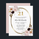 予算21st誕生日バラフローラ金ゴールドパーティー招待状<br><div class="desc">予算21st誕生日バラフローラ金ゴールド金属パーティの招待状... フローラ21歳手頃の誕生日パーティの招待状は、美しい赤面ピンクのバラの花束がのまわりに金ゴールドの金属の楕円形のフレームを曲げフェイクてエレガント、内部の招待の文字を作縁どり出すことを特徴としている。招待文字の上には、この一つの種類の誕生日パーティ感じ招待状の豪華さに加えて金ゴールド番号21グラフィックが表示される。カードの裏は、バラ自身の中で見つかった繊細な赤面ピンクである。すべての文字は、パーソナライズテンプレート上の独自の詳細で簡単に改訂できる。</div>