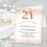 予算21st誕生日バラ金ゴールド白人招待<br><div class="desc">21歳エレガントの誕生日。白い背景。バラ飾金ゴールド、ピンクフェイクグリッター、キラキラ。名前とパーティー・詳細のパーソナライズおよび追加名前は手書スタイルスクリプト、番号21、バルーンスタイルフォント。</div>