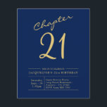 予算21st誕生日招待状ブルー金ゴールド チラシ<br><div class="desc">洗練されたスエレガントクリプト誕生日の招待状。低予算招待状チラシ。 ***ご注意この予算オプションはチラシ（封筒は含まない）なので低価格 – SATINオプションはより厚い選択である。デザインは、RSVPや指示などの余分な文字のための背面(yes、付加価値！)に追加の詳細テンプレートを持っている。</div>