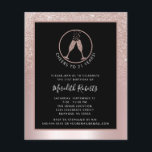 予算21st誕生日赤面フォイルグリッター招待状<br><div class="desc">赤面ピンクのメタリックフォイルの背景には、21th エレガント Birthdayバジェットパーティの招待状グラデーションは、赤面グリッターのオーバーレイを備えフェミニン、バラ金ゴールドのサークルの中にシャンパングラスのロゴを表示する黒いフレームを縁ど表示。同じフレームで、パーソナライズ文字で簡単に改訂できるサンプルテンプレートを見つける。カードの背面は赤面グリッターグラデーションで赤面ピンクの金属箔…前面と同じ。</div>