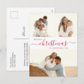 予算3フォトコラージスクリプトクリスマスホリデー シーズンポストカード (正面/裏面)