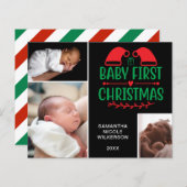 予算3フォトコラージュベビーの初めてのクリスマスカード (正面/裏面)