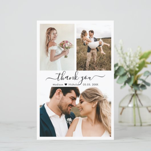 予算3フォトコラージュ結婚のサンキューカード (スタンド正面)