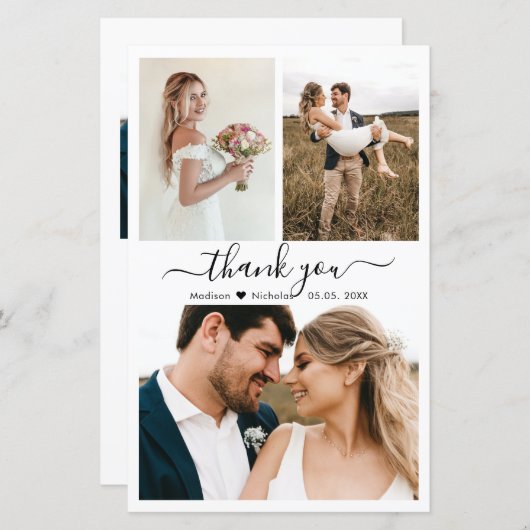 予算3フォトコラージュ結婚のサンキューカード (正面/裏面)