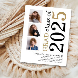 予算3フォトブラック金ゴールド2025卒業招待状