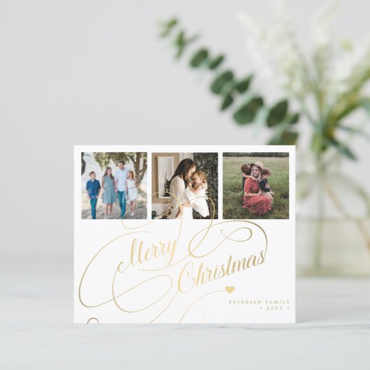 予算3写真コラージクリスマスホリデーカード (スタンド正面)