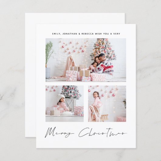 予算3写真家族メリークリスマスカード (正面/裏面)
