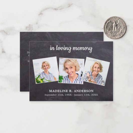 予算3写真悔やみや弔慰葬儀 ノートカード (正面/裏面インサイチュ)