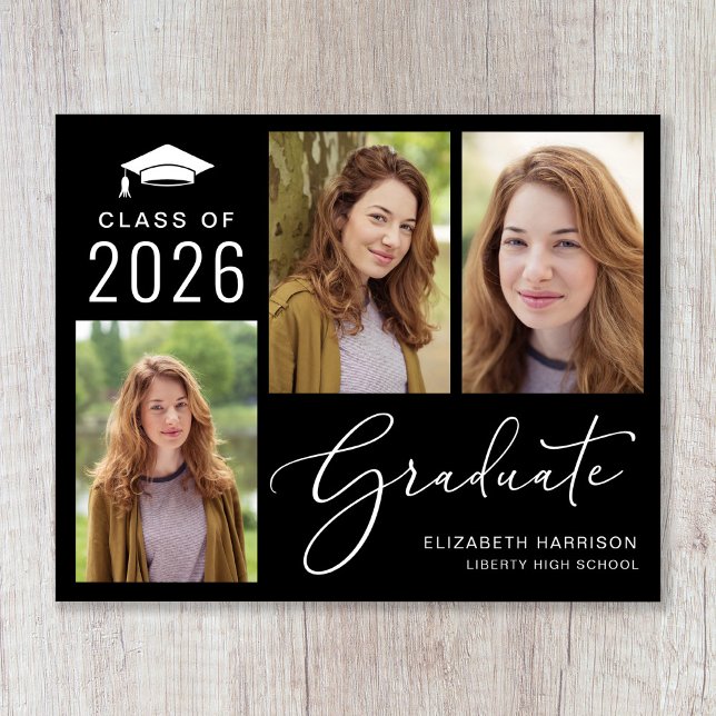 予算3写真黒卒業のお知らせ (Share the pride and excitement of your grad's achievement with friends and family near and far)