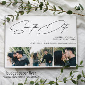 予算3枚の写真モダン結婚式の日付を保存 チラシ
