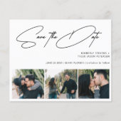 予算3枚の写真モダン結婚式の日付を保存 チラシ (正面)