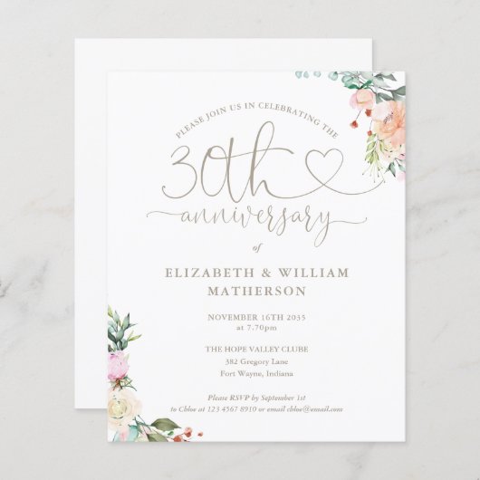 予算30周年記念ハートフローラ招待状 (正面/裏面)