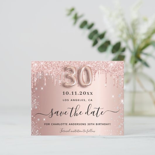 予算30th誕生日バラグリッター日付を保存 (スタンド正面)