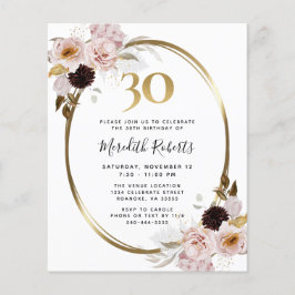 予算30th誕生日バラ金ゴールドパーティー招待状