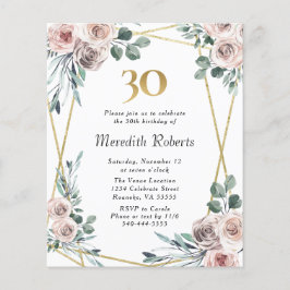 予算30th誕生日フローラ金ゴールドパーティー招待状