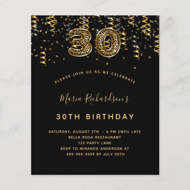 予算30th誕生日ブラック金ゴールドヒョウパーティー (正面)