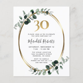 予算30th誕生日ユーカリ金ゴールドパーティー招待状