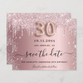 予算30th誕生日赤面グリッター日付を保存 (正面/裏面)