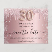 予算30th誕生日赤面グリッター日付を保存 (正面)