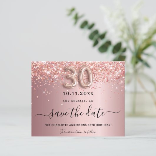 予算30th誕生日赤面グリッター日付を保存 (スタンド正面)