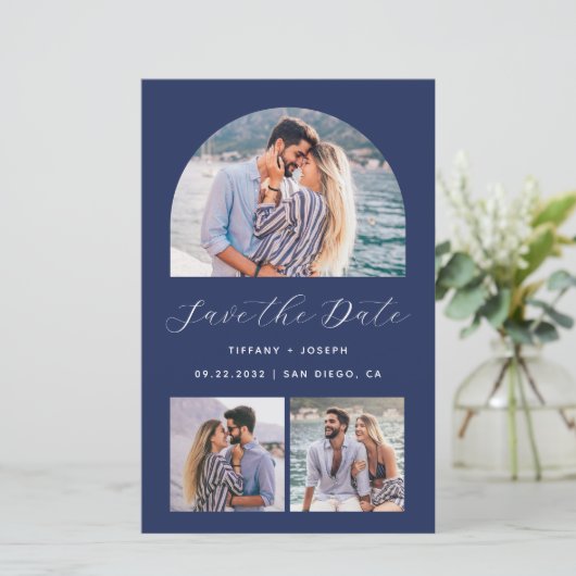 予算3-Photo Arch QRコード海軍の日付の保存 (スタンド正面)