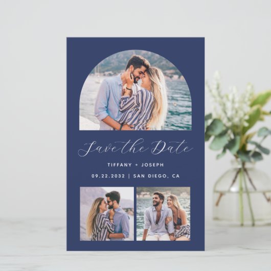 予算3-Photo Boho Arch Navy Blue日付の保存 (スタンド正面)