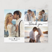 予算4スタイリッシュ写真コラージュ結婚の感謝 ポストカード (正面)