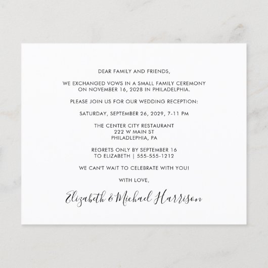 予算4フォトウェディングレセプション招待状 (裏面)