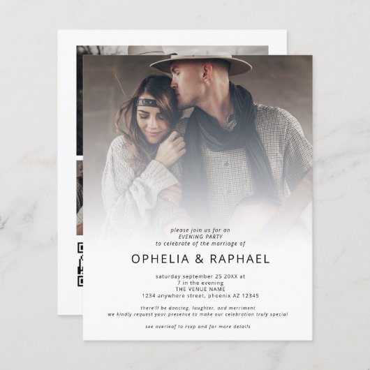 予算4フォトオーバーレイQRボヘミアン結婚ズ夕べ (正面/裏面)