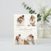 予算4フォトコラージスクリプトクリスマスホリデー シーズンポストカード (スタンド正面)