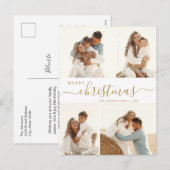 予算4フォトコラージスクリプトクリスマスホリデー シーズンポストカード (正面/裏面)
