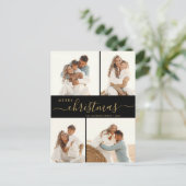 予算4フォトコラージスクリプトクリスマスホリデー シーズンポストカード (スタンド正面)