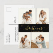 予算4フォトコラージスクリプトクリスマスホリデー シーズンポストカード (正面/裏面)