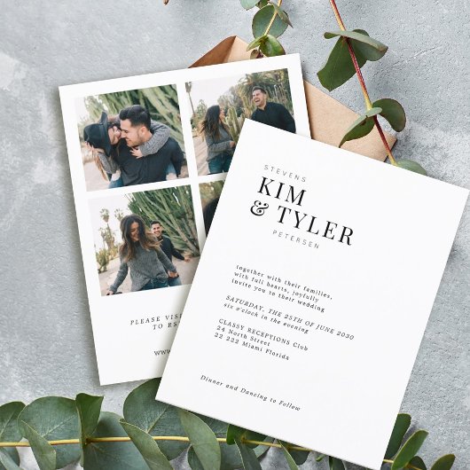 予算4フォトコラージュモダン結婚式招待状