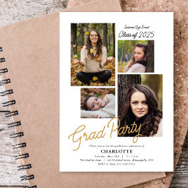 予算4フォトコラージュ卒業パーティー 招待状
