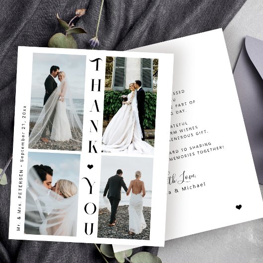 予算4フォトコラージュ結婚のサンキューカード