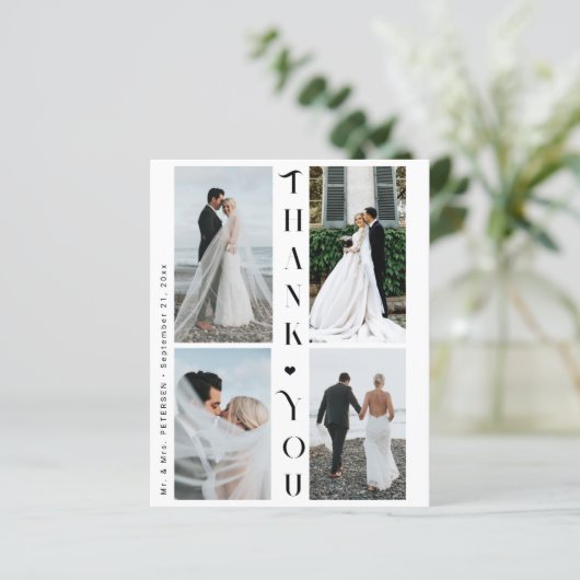 予算4フォトコラージュ結婚のサンキューカード (スタンド正面)