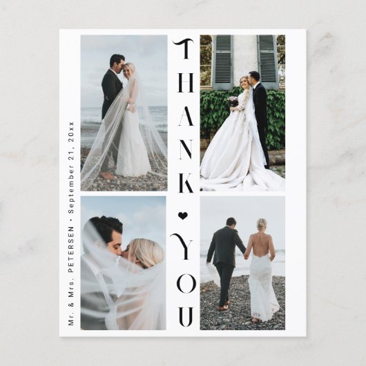 予算4フォトコラージュ結婚のサンキューカード (正面)