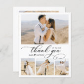 予算4フォトスクリプトハート結婚のサンキューカード (正面/裏面)