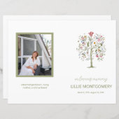 予算4ページのツリーフローラ葬儀プログラム (正面/裏面)