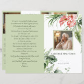 予算4ページの緑の葬儀プログラムの写真レイアウト (正面/裏面)