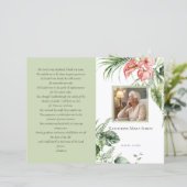 予算4ページの緑の葬儀プログラムの写真レイアウト (スタンド正面)