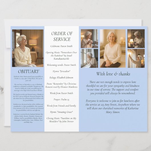 予算4ページ葬儀プログラムソフトブルーフローラ (裏面)