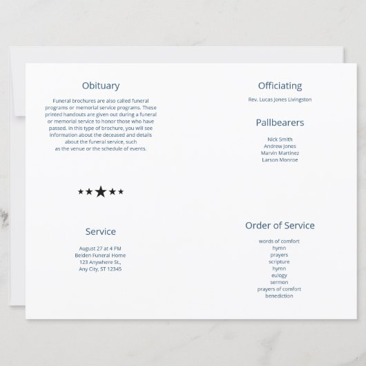 予算4ページ軍隊愛国的葬儀プログラム (裏面)