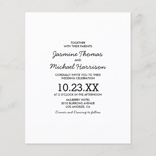 予算4モダン写真結婚式招待状 (裏面)