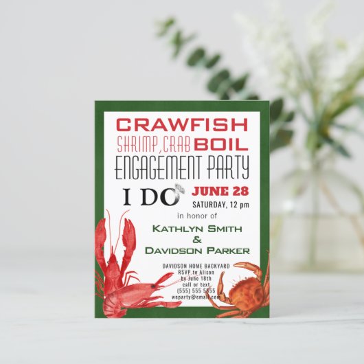 予算4写真婚約シーフードパーティの招待状 (スタンド正面)