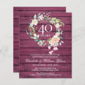 予算40周年記念ルビ素朴ウッド招待状 (正面/裏面)